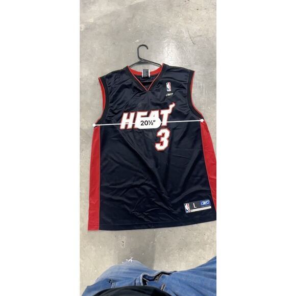 Jersey Miami Heat Wade Dwayne Reebok NBA #3 Size Large - Picture 6 of 6
